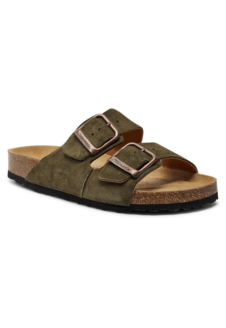 Papuci dama - piele naturala - verde