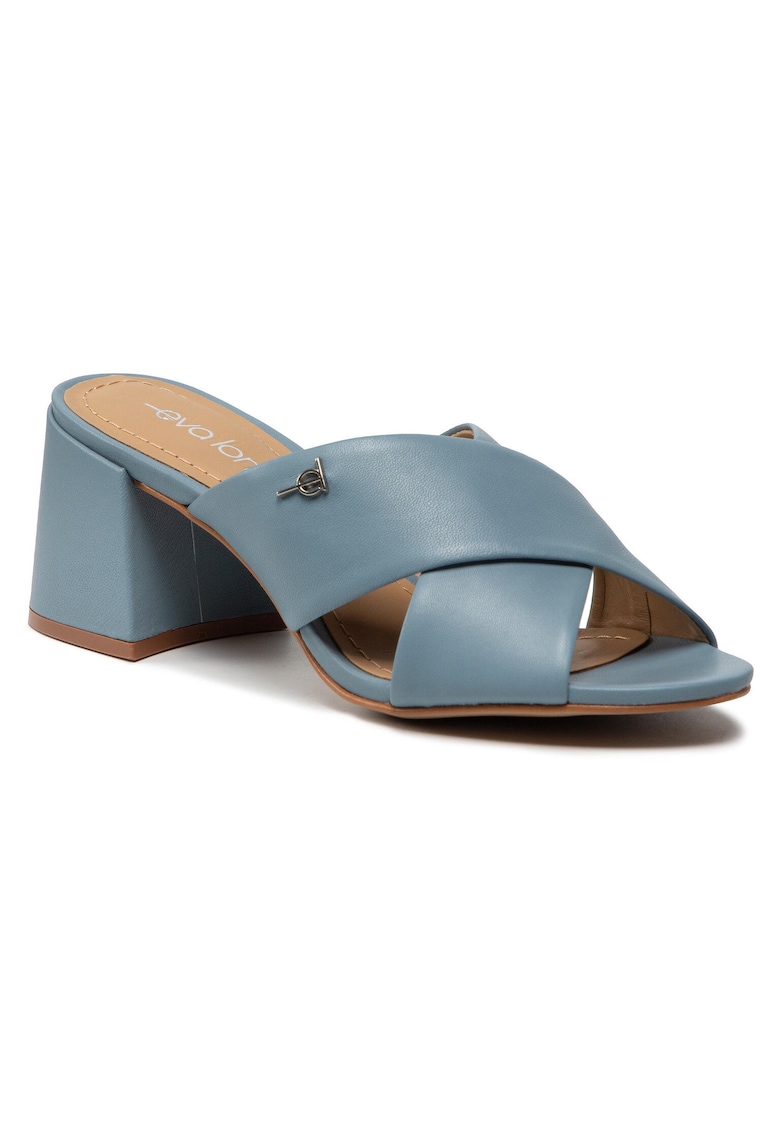 Sandale dama - piele naturala - albastru - tip toc clasic -