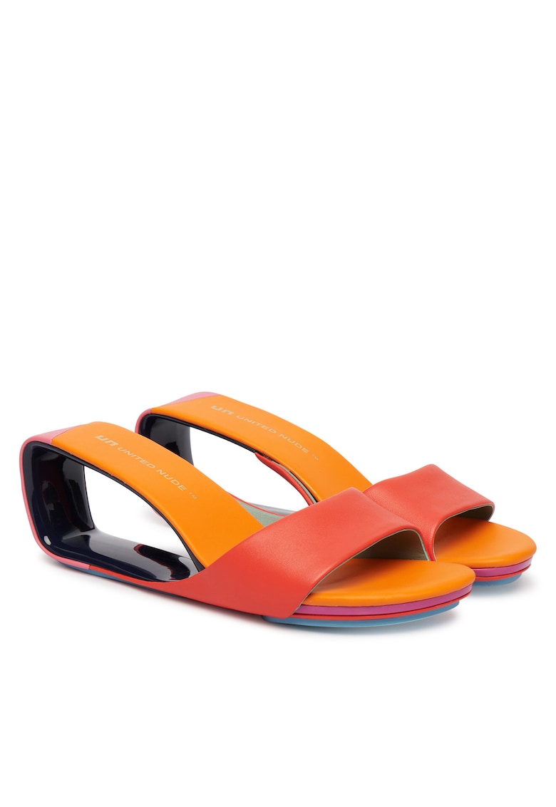 Papuci dama piele naturala - multicolor