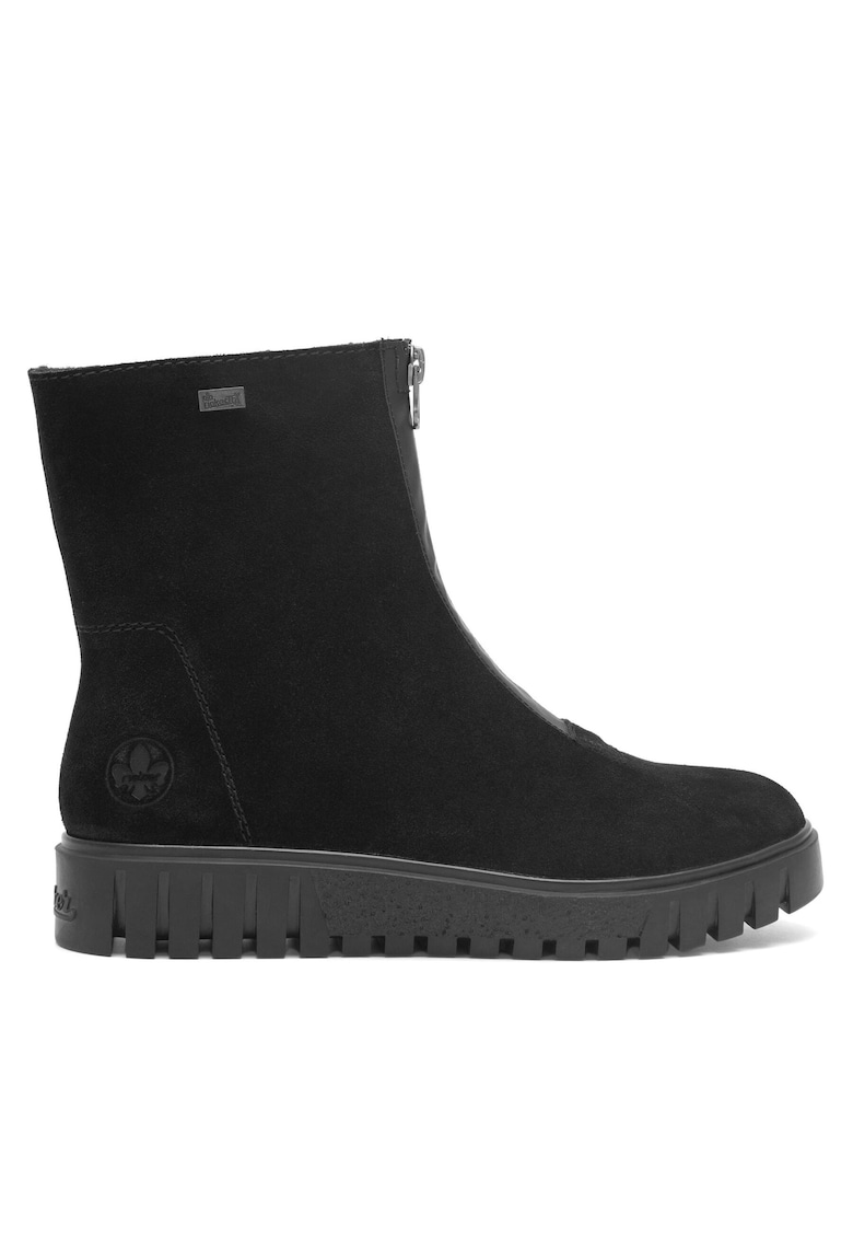 Botine dama - piele naturala - negru - fermoar -