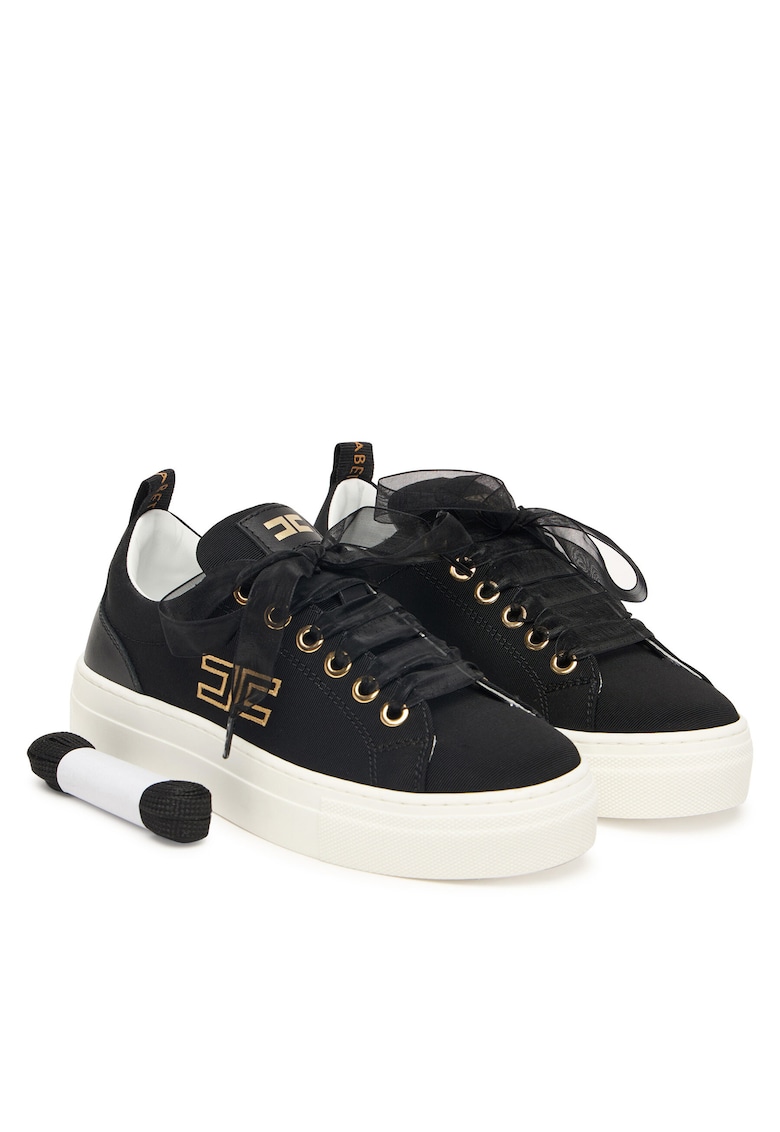 Sneakers Fete - piele naturala - negru - set sireturi multiple