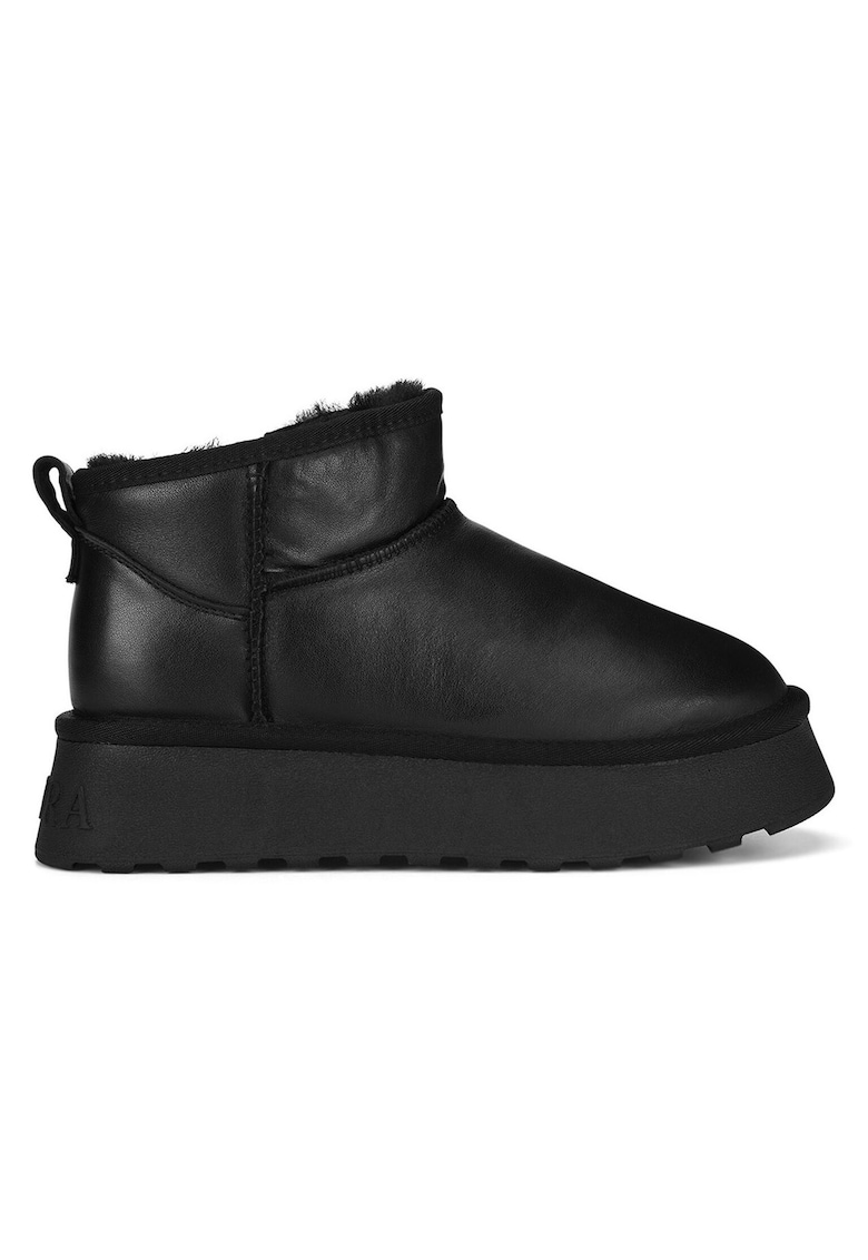 Botine dama - piele naturala - flatform - negru