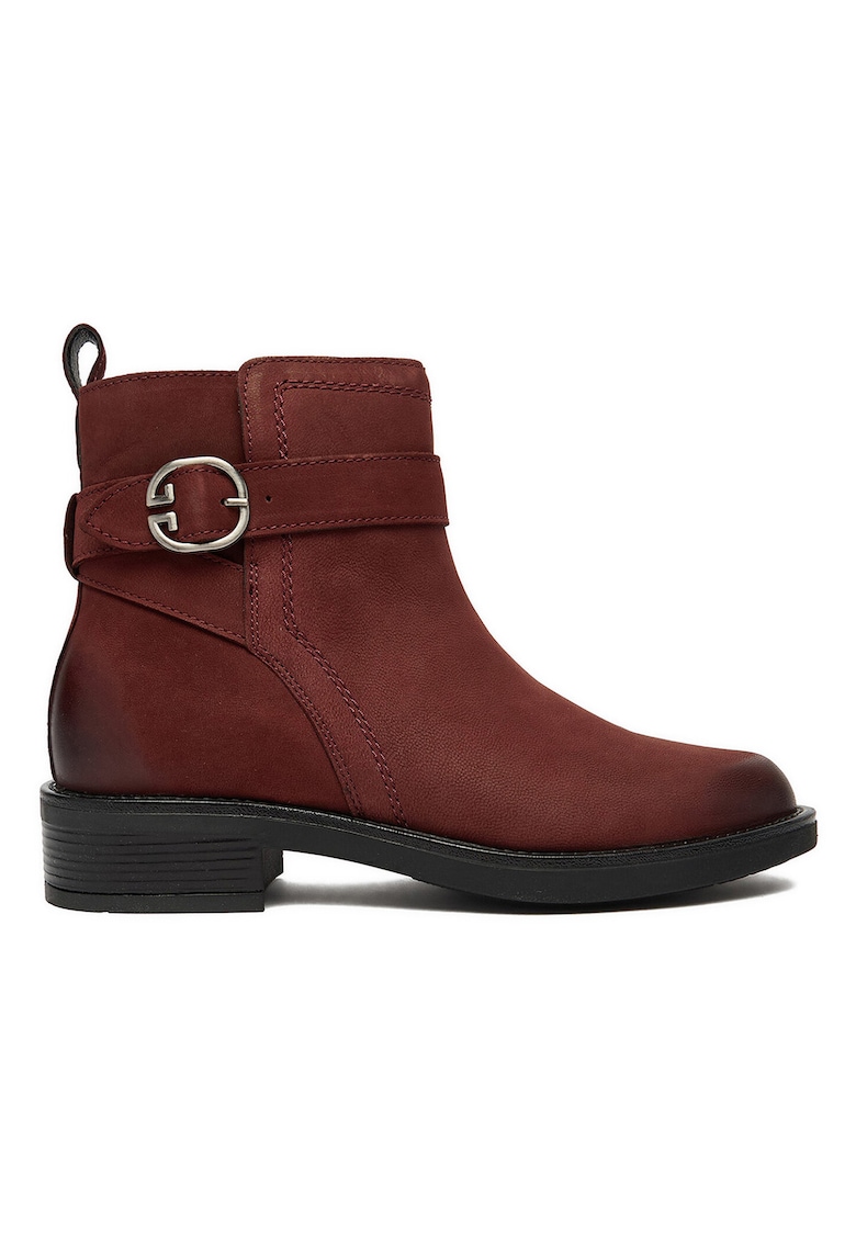 Botine dama - piele naturala - rosu - toc bloc - interior izolat termic -