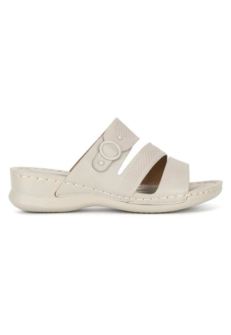 Papuci dama - sintetic - gri - tocul plat -