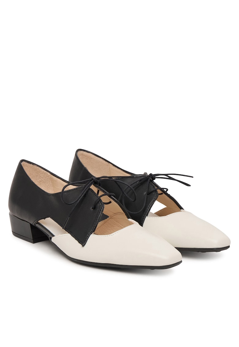 Pantofi dama - piele naturala - bej/negru