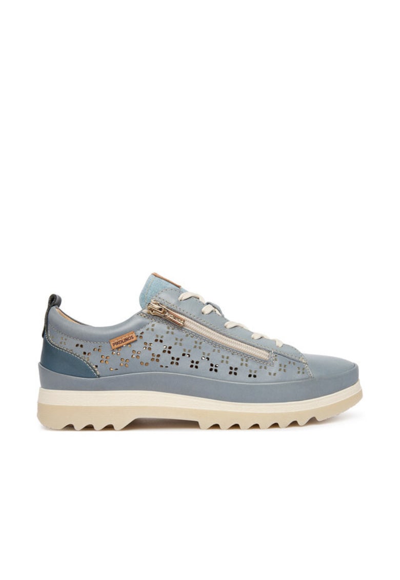 Pantofi dama - piele naturala - albastru - textil