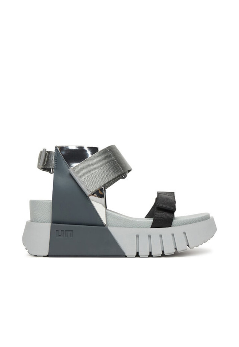 Sandale dama - velcro - gri - textil
