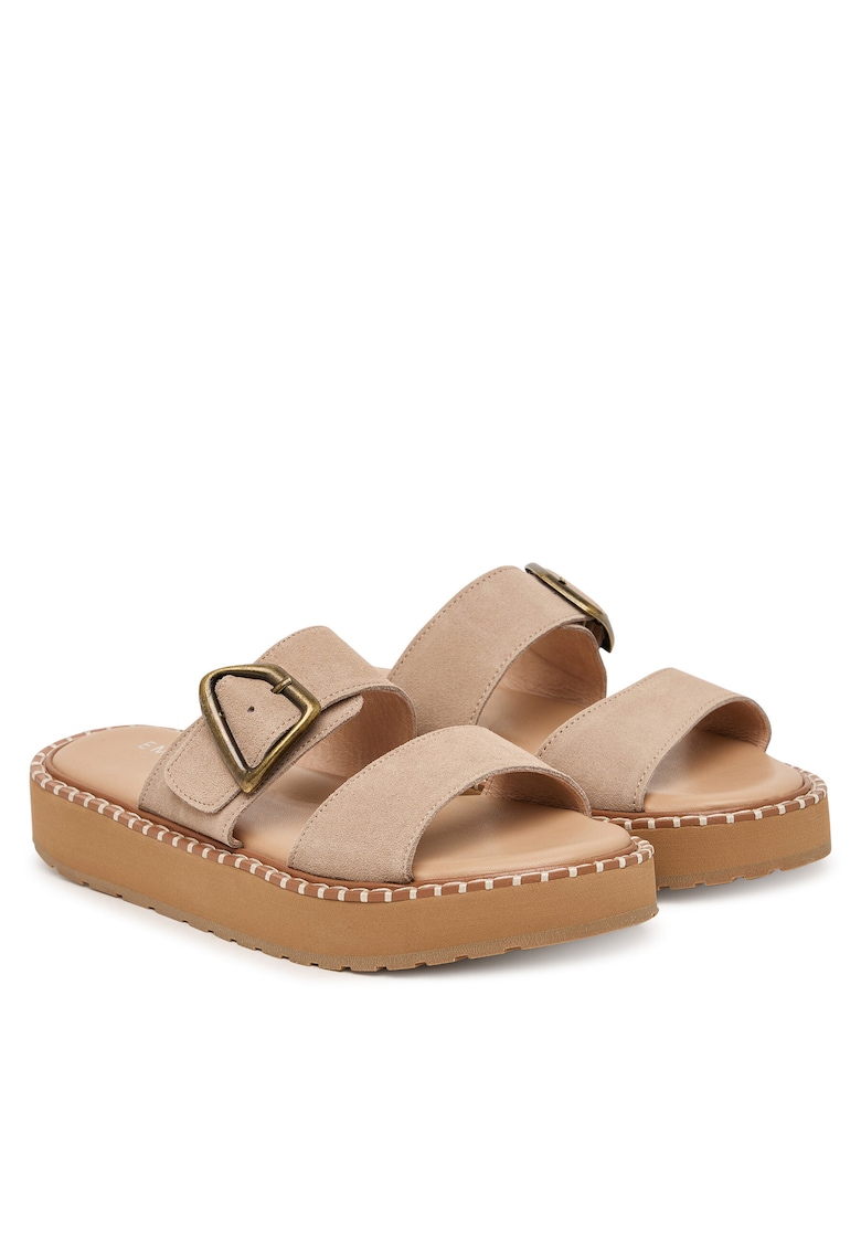 Papuci dama - piele naturala - bej