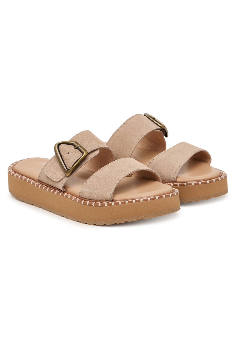 Papuci dama - piele naturala - bej