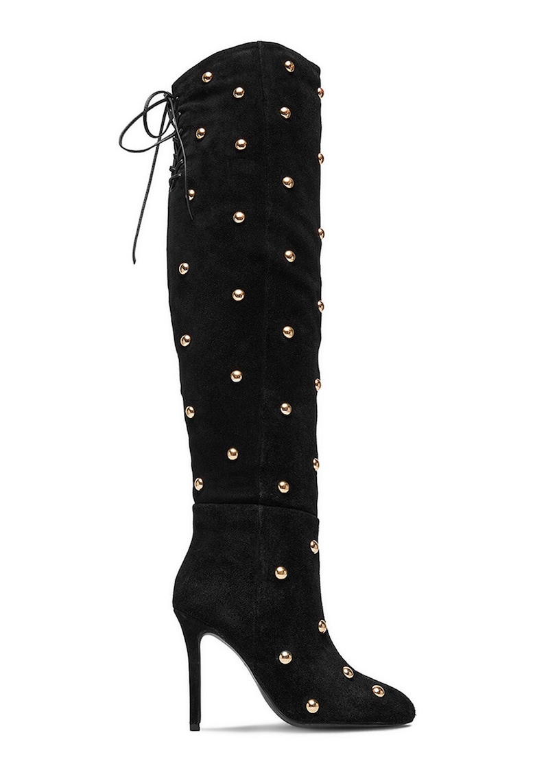 Cizme dama - piele de caprioara - toc stiletto - negru