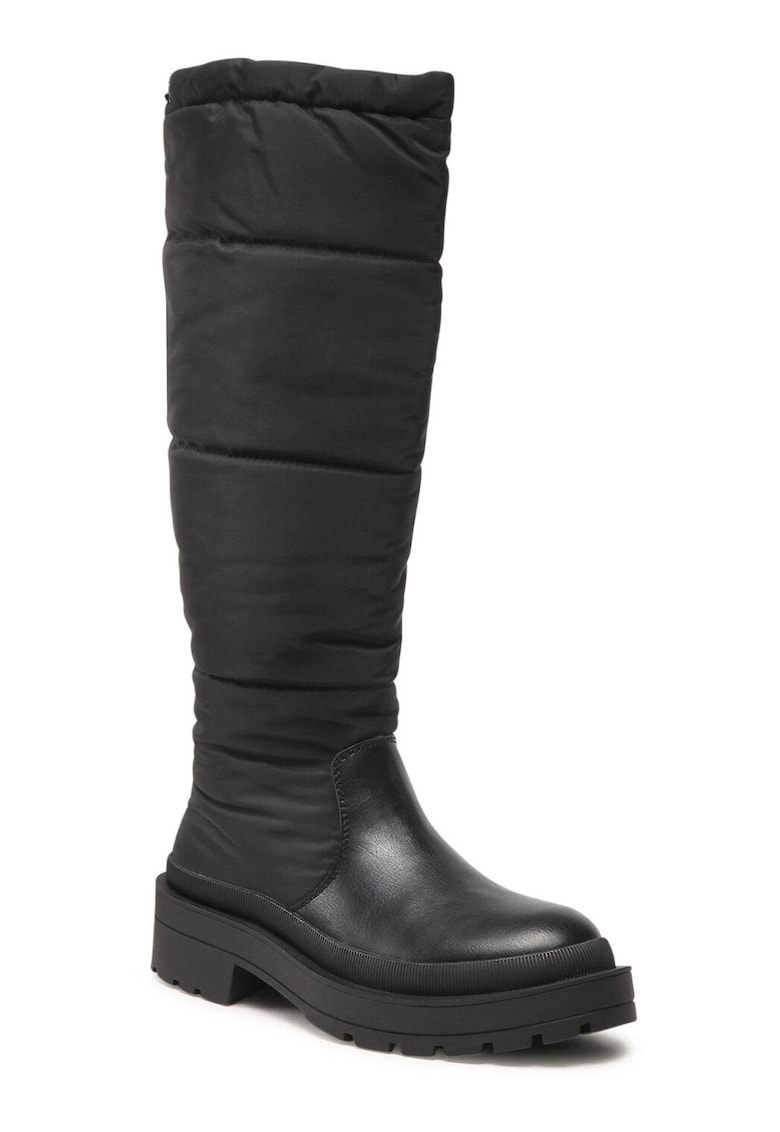 Cizme dama - talpa pufoasa - negru - material