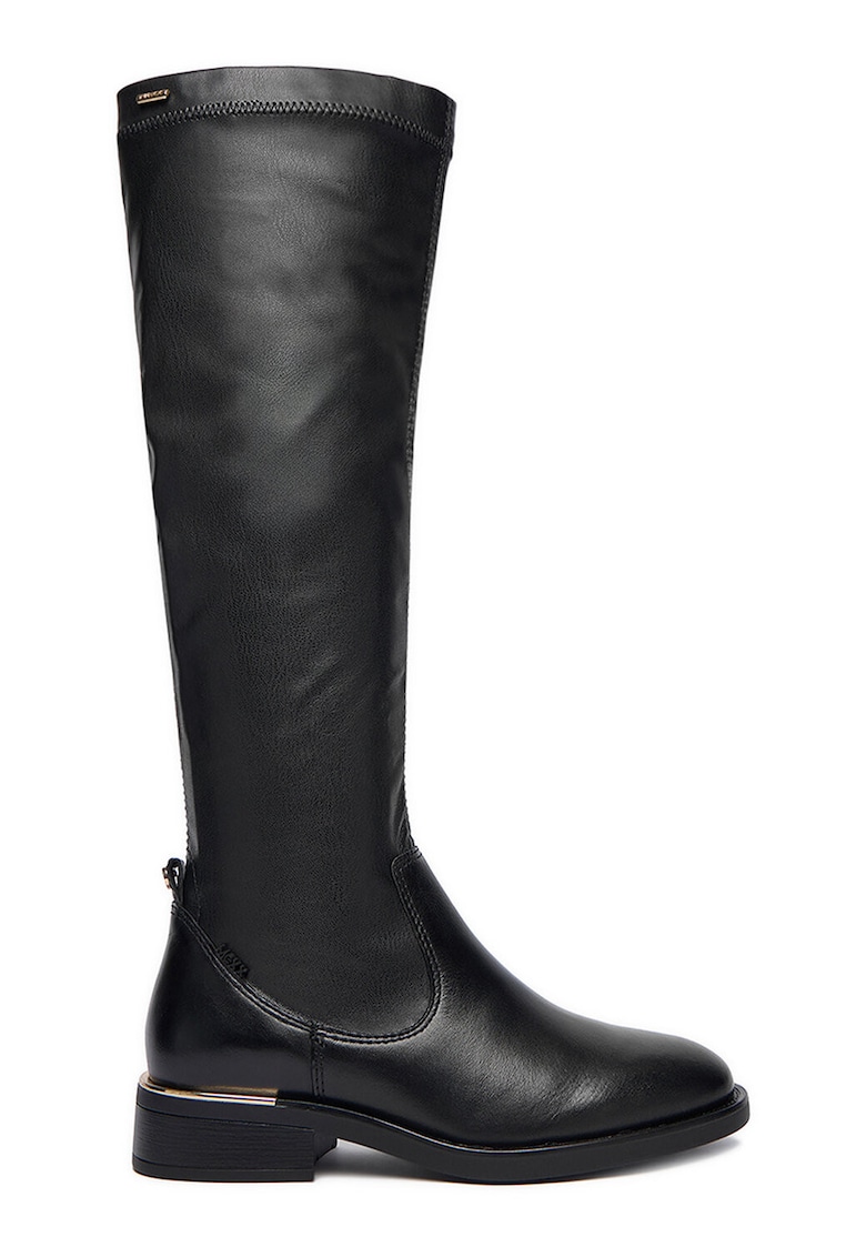 Cizme dama - material sintetic - negru - toc bloc