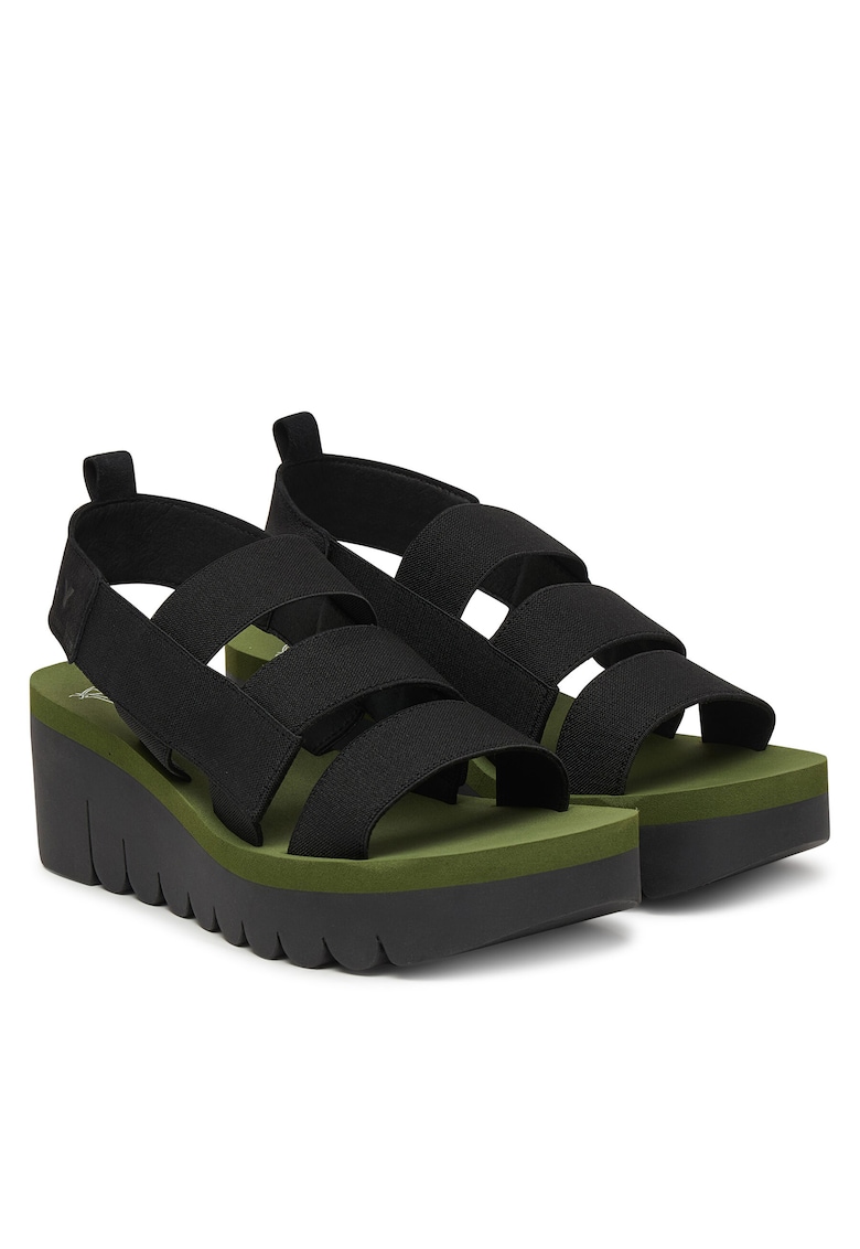 Sandale dama - piele naturala - negru/verde