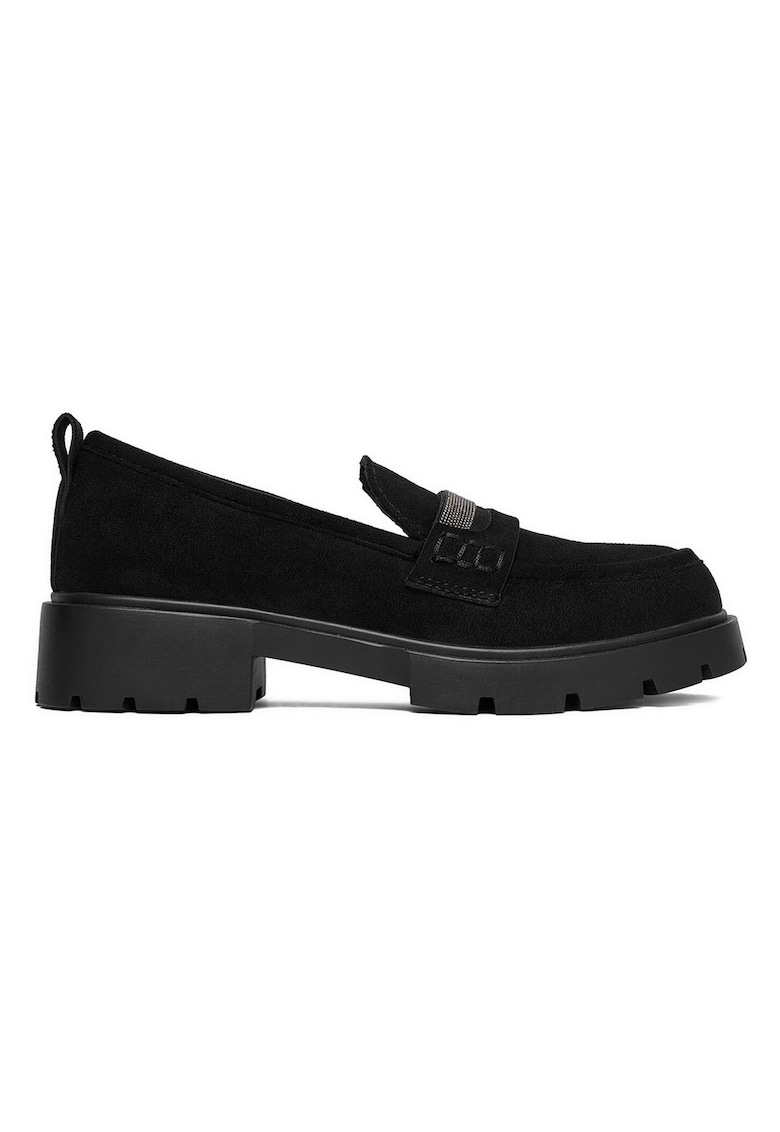 Mocasini de dama - din material textil - negru