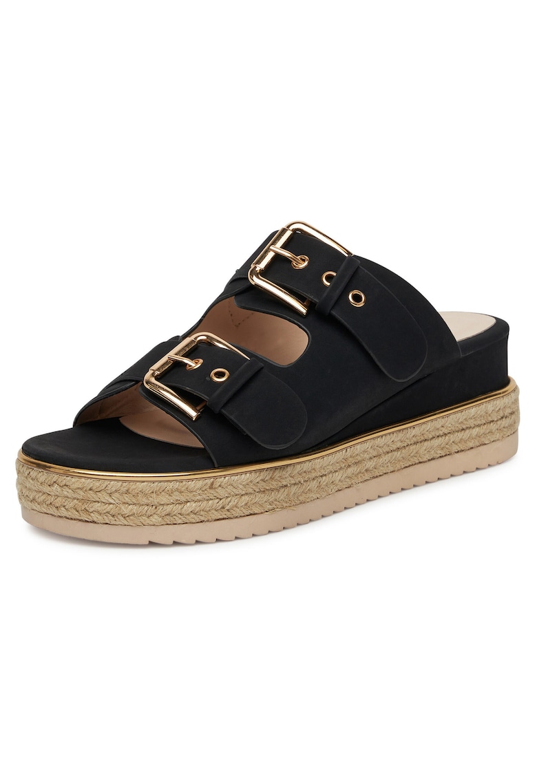 Papuci dama - negru - material sintetic - platforma