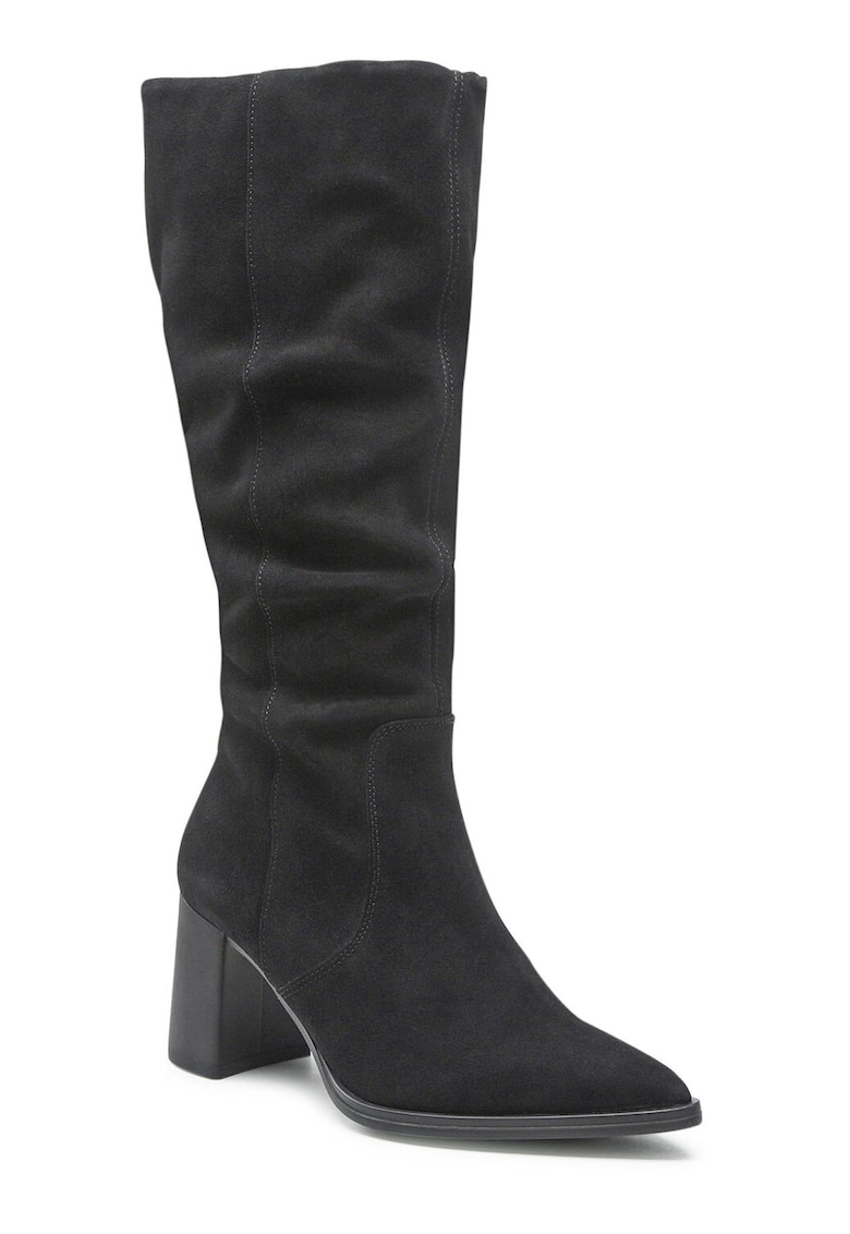 Cizme dama - piele naturala - negru - toc clasic - fermoar