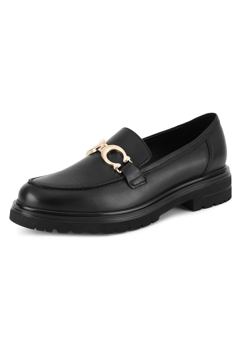 Mocasini dama - piele naturala - negru - toc mic