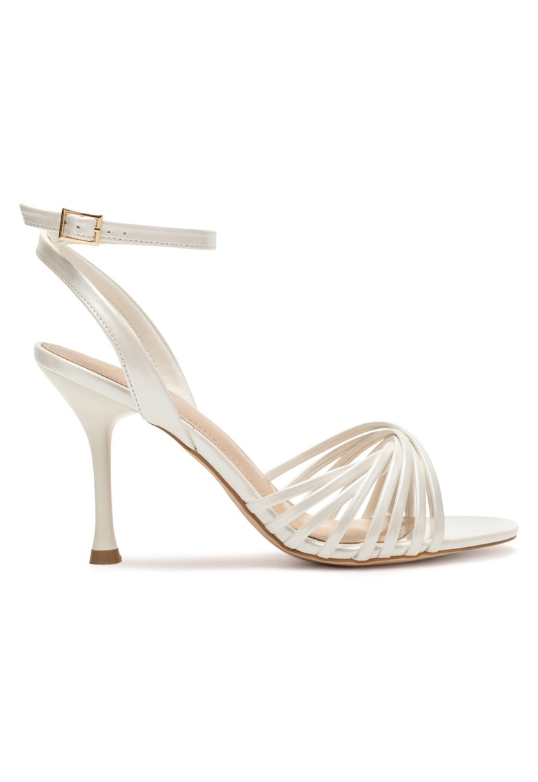 Sandale dama - stiletto - bej - material sintetic