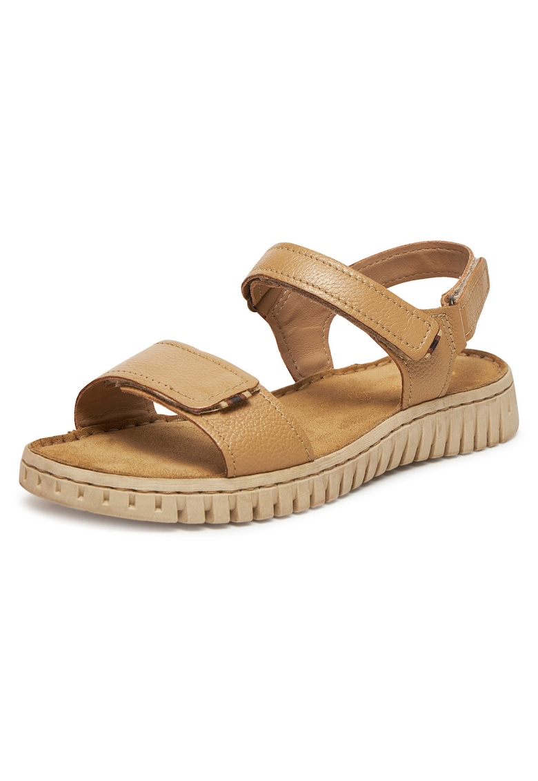 Sandale dama - piele naturala - bej - sistem inchidere Velcro