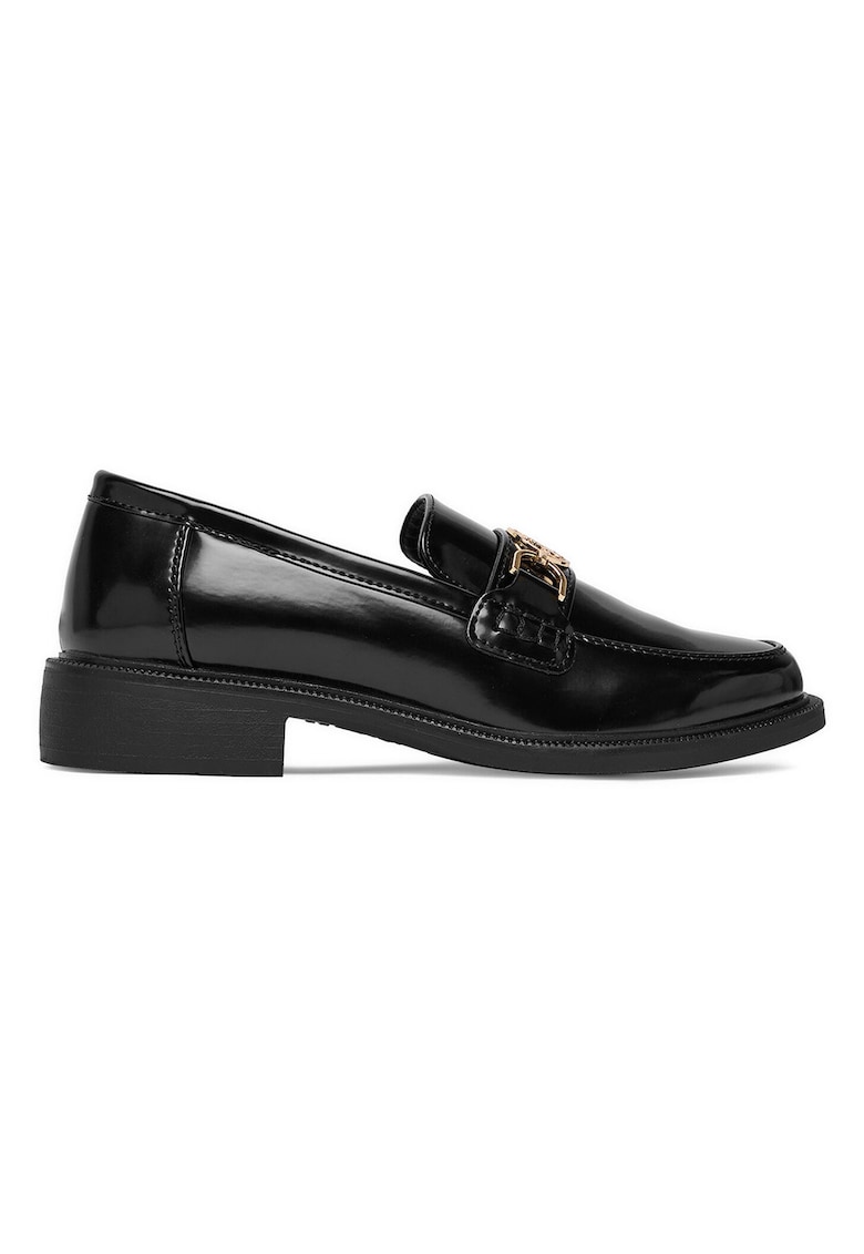 Mocasini dama - piele ecologica - negru - cu toc mic