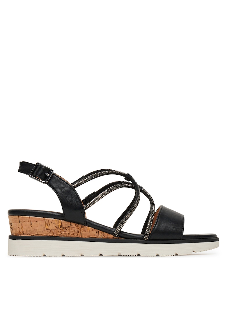 Sandale dama - sintetic - negru/maro