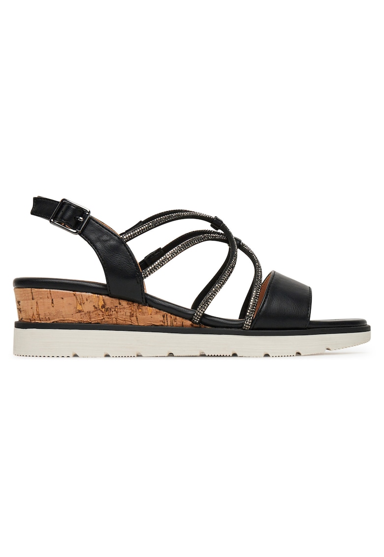 Sandale dama - sintetic - negru/maro