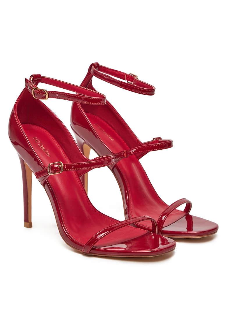 Sandale dama - stiletto - rosu - piele ecologica