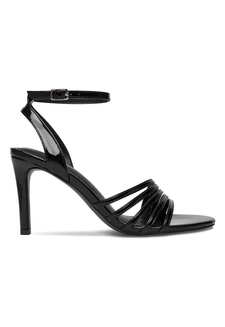 Sandale dama stiletto - negru - material sintetic