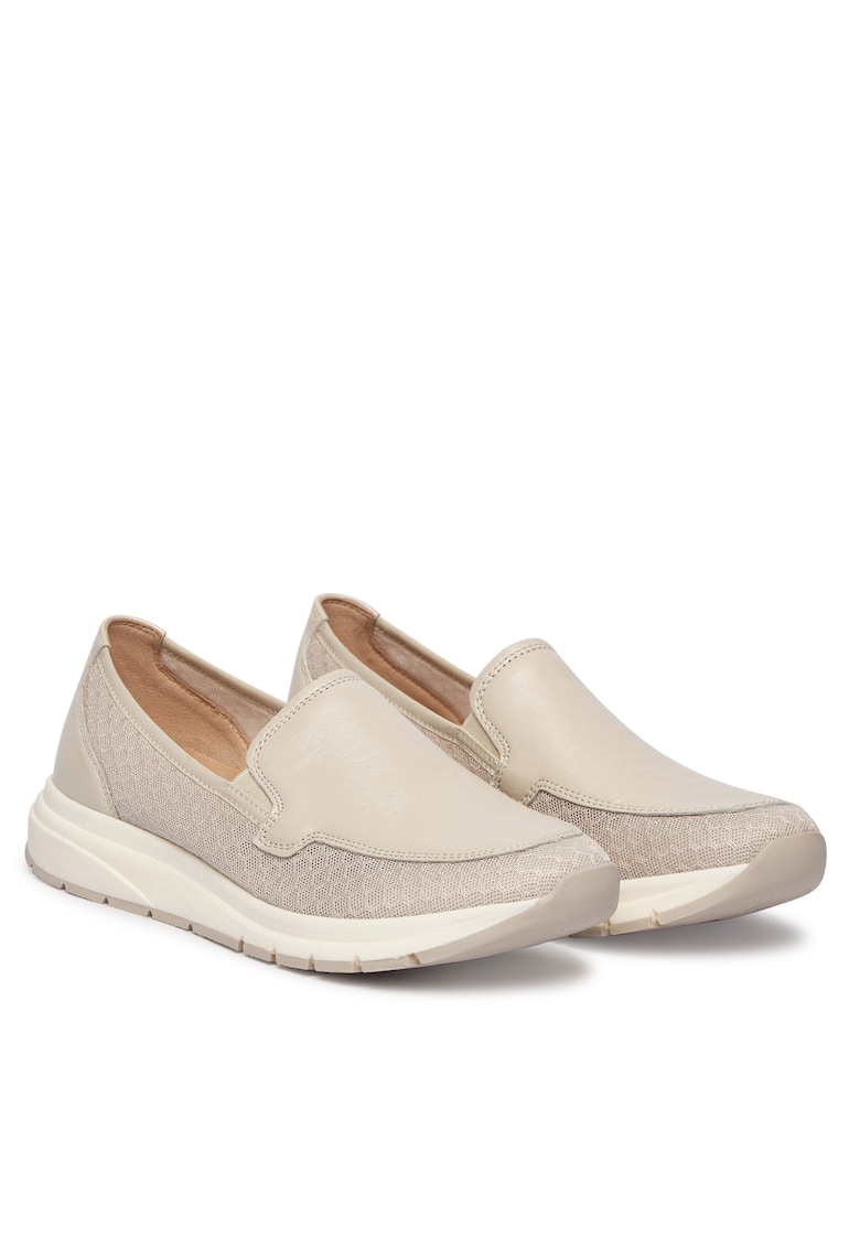 Mocasini dama - piele naturala - bej - design elegant