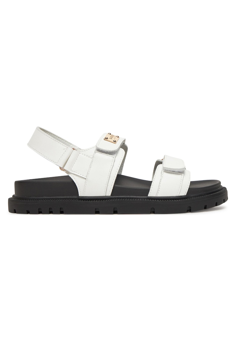 Sandale dama - piele naturala - alb/negru - inchidere velcro
