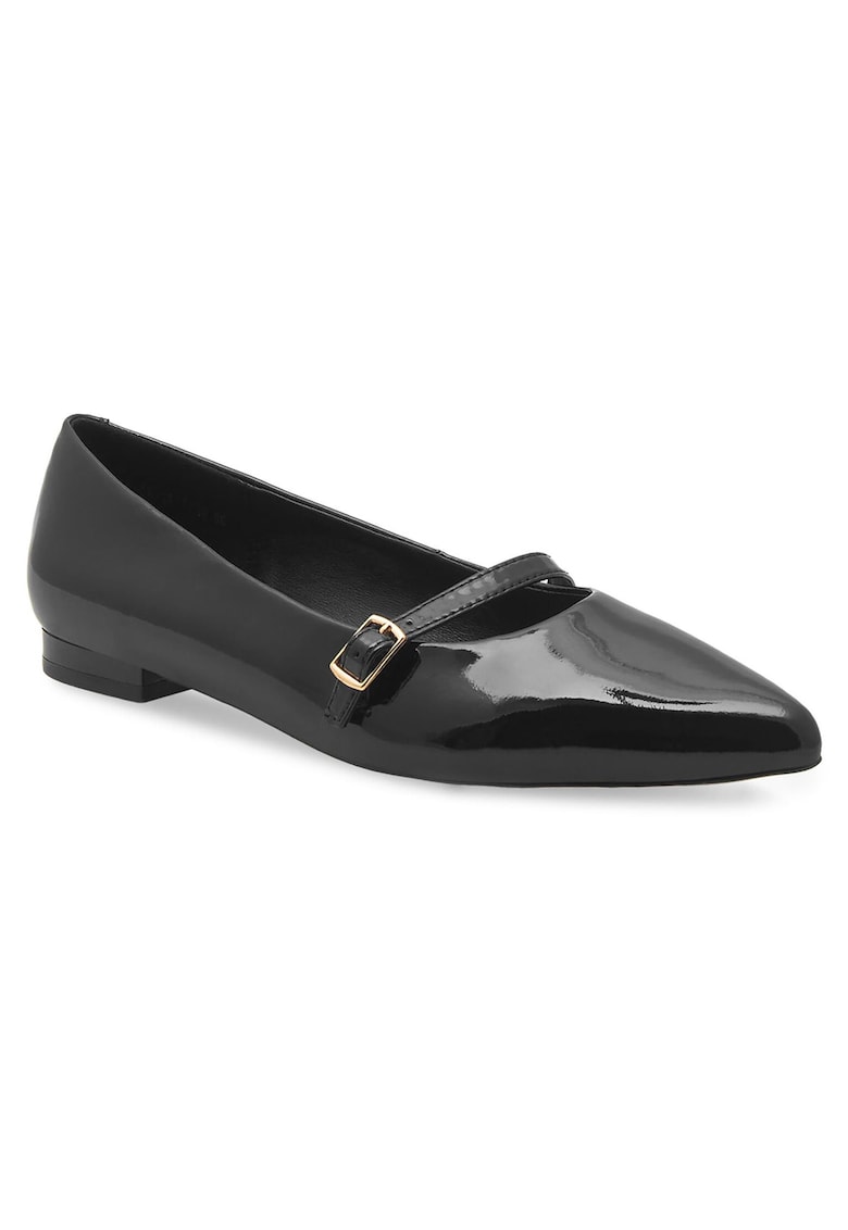 Balerini dama - piele naturala - negru - tocul plat -