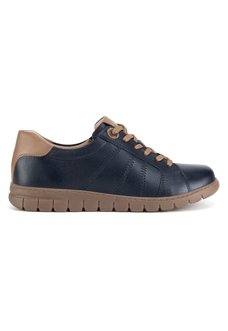 Pantofi dama - piele naturala - bleumarin - inchidere cu fermoar -