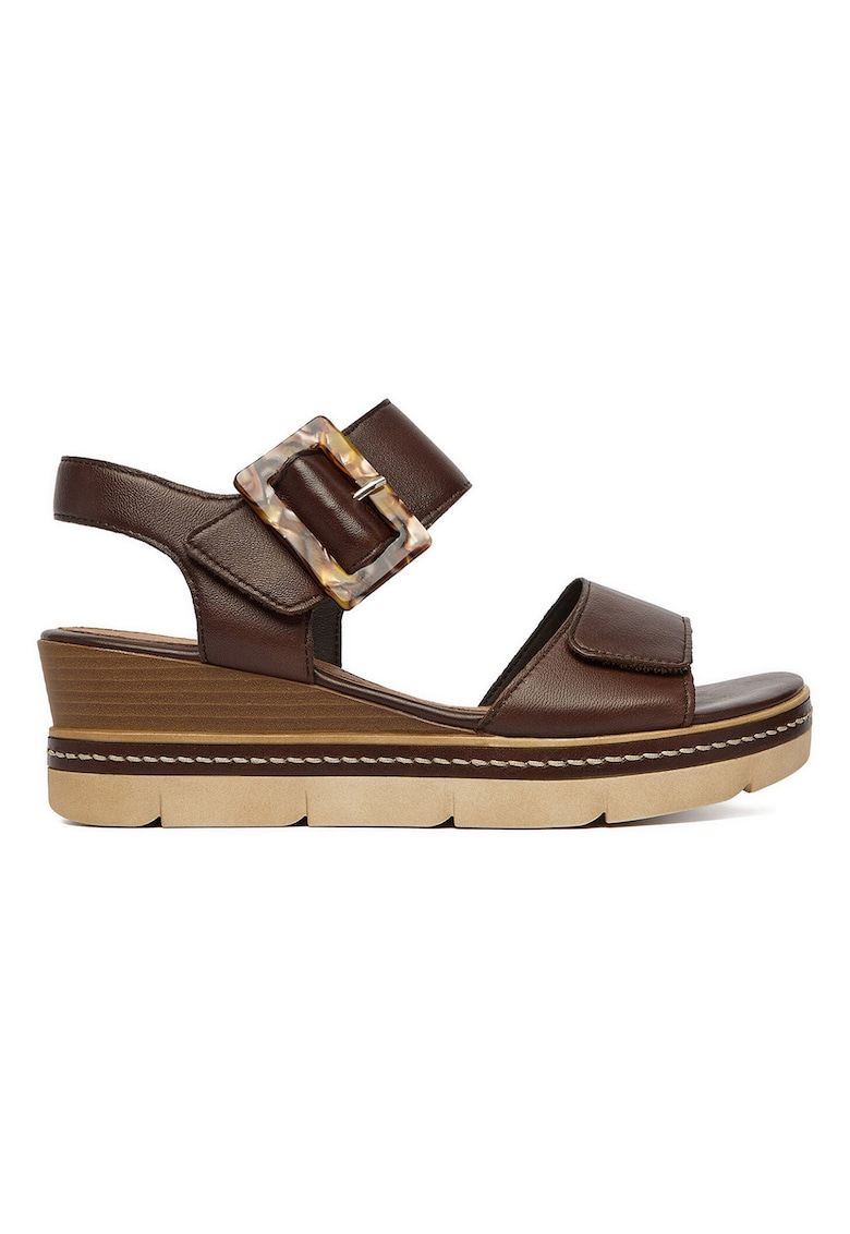 Sandale dama - piele naturala - velcro - maro