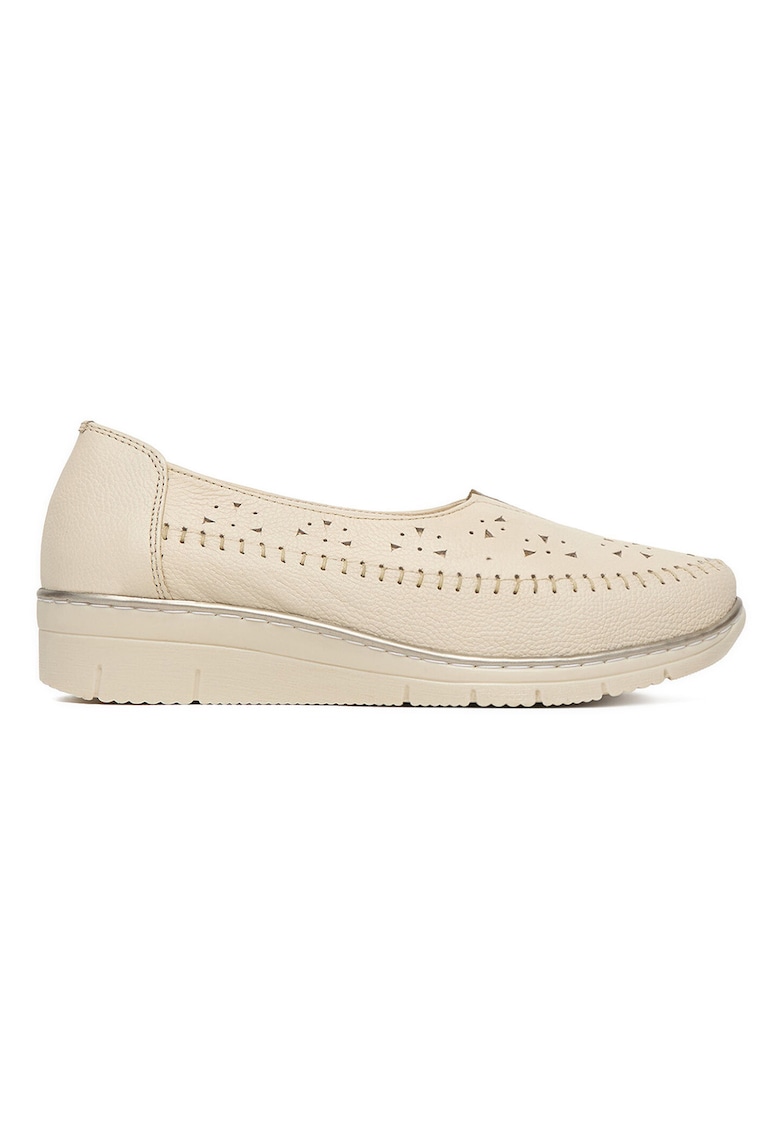 Mocasini de dama - piele naturala - bej