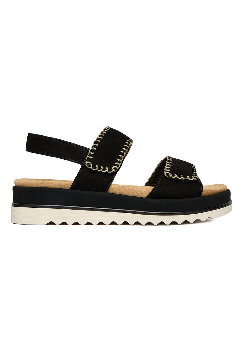 Sandale femei - piele naturala - negru - inchidere velcro - talpa groasa