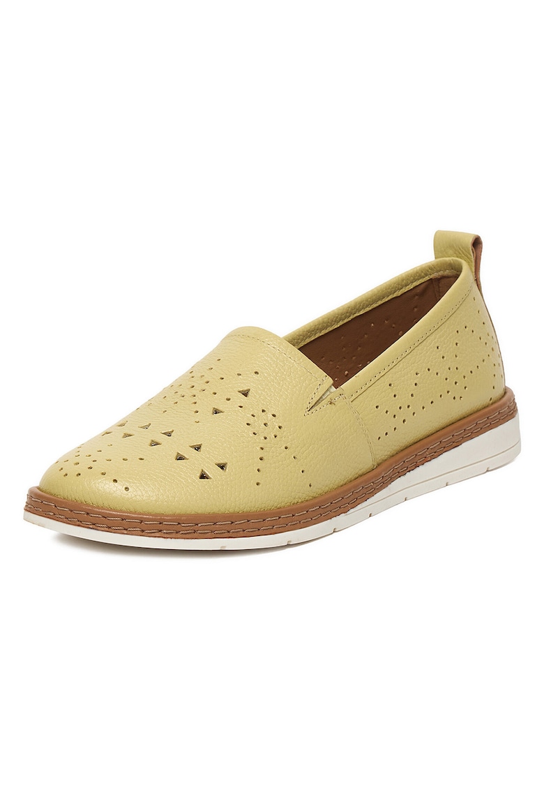 Mocasini dama - piele naturala - galben - confortabil