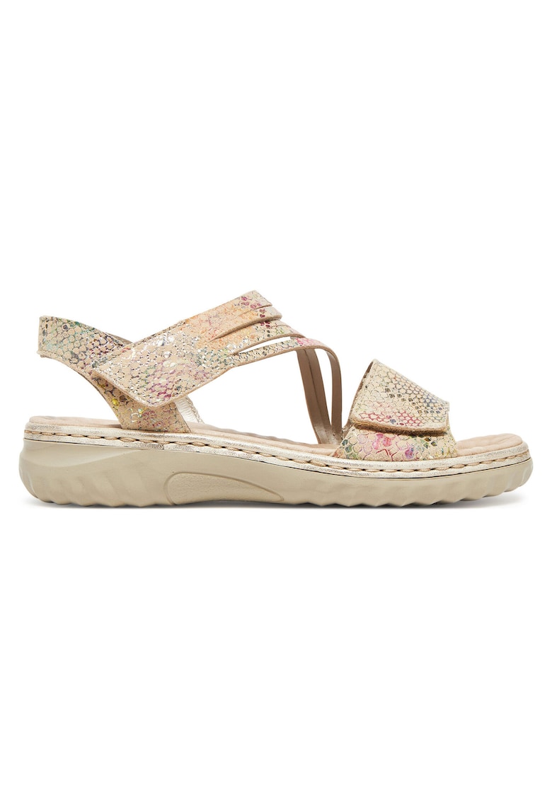 Sandale dama piele naturala - bej - inchidere velcro