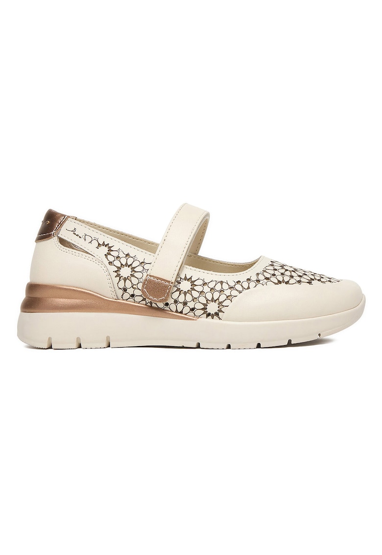 Mocasini dama - textil - bej - sistem inchidere Velcro