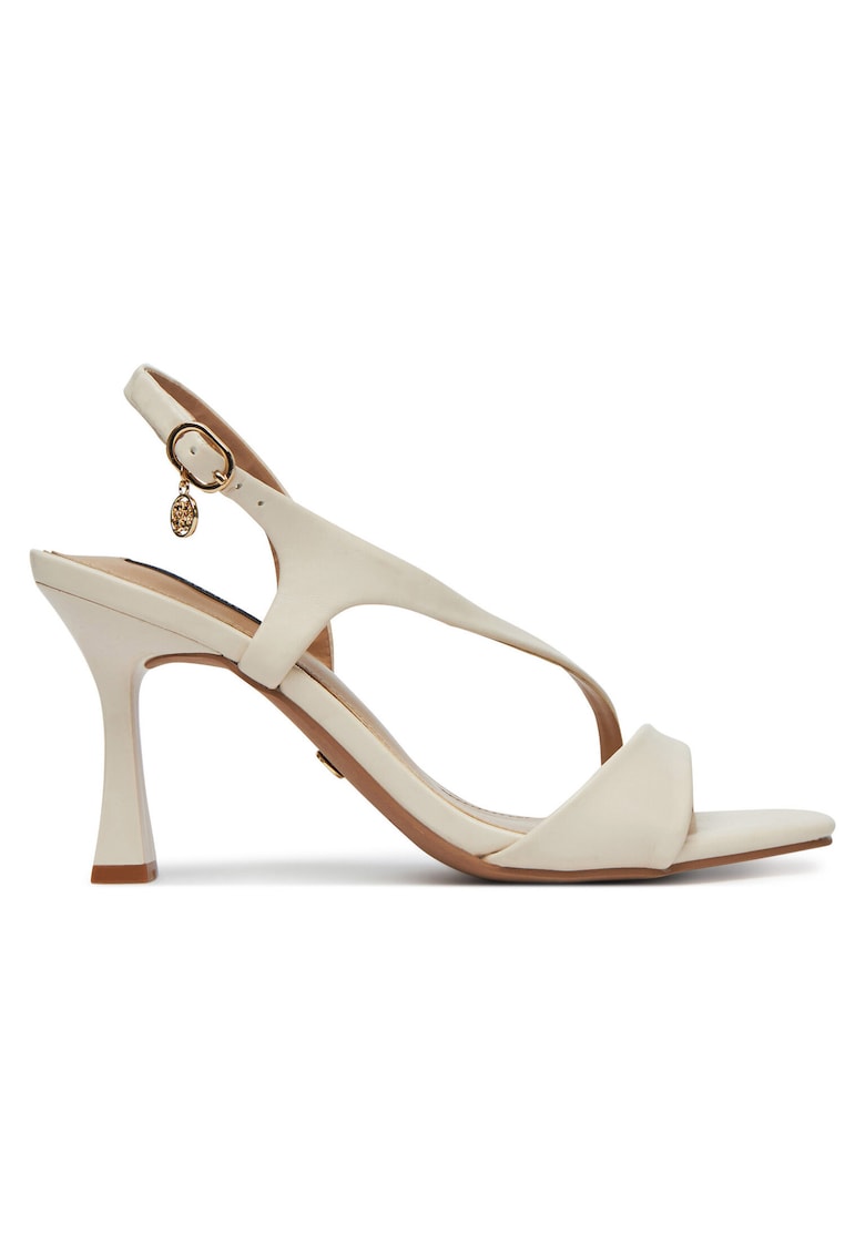 Sandale dama - stiletto - bej - material sintetic