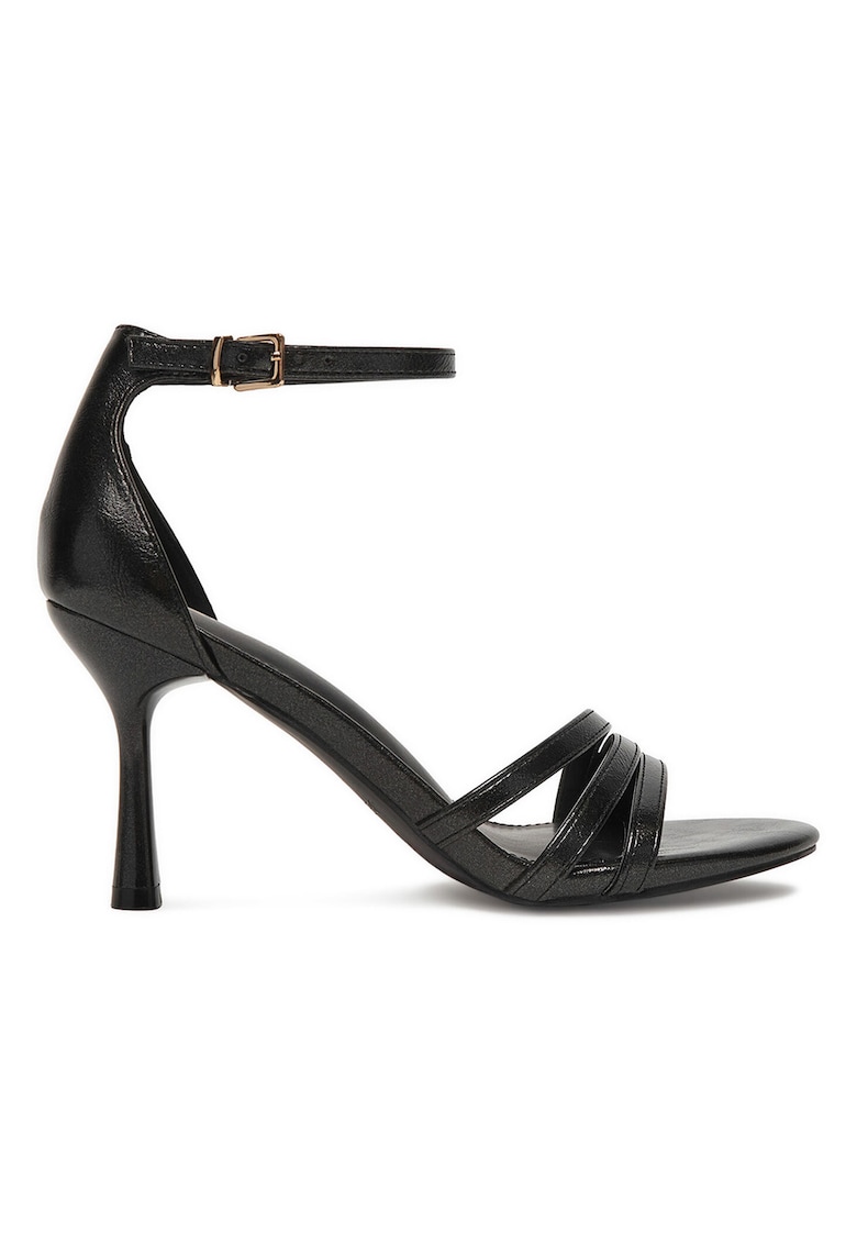 Sandale dama - stiletto - negru - textil