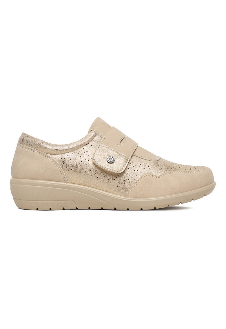 Mocasini dama - material sintetic - bej - inchidere velcro