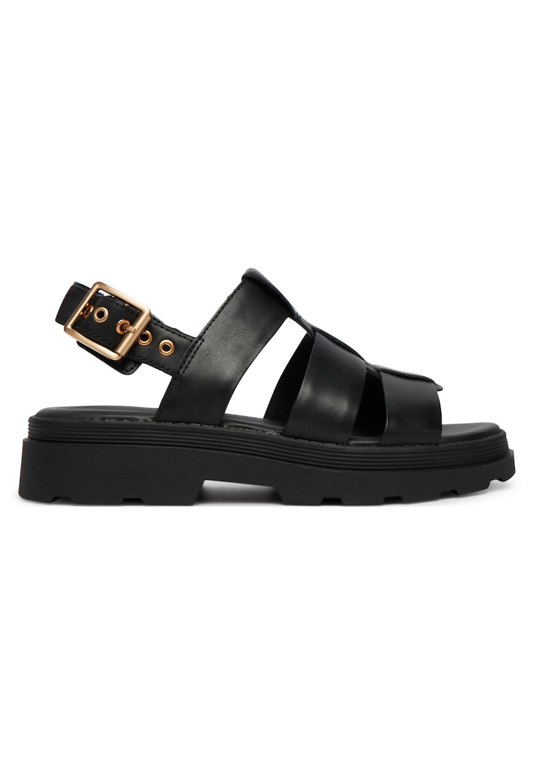 Sandale dama - piele naturala - negru - material sintetic