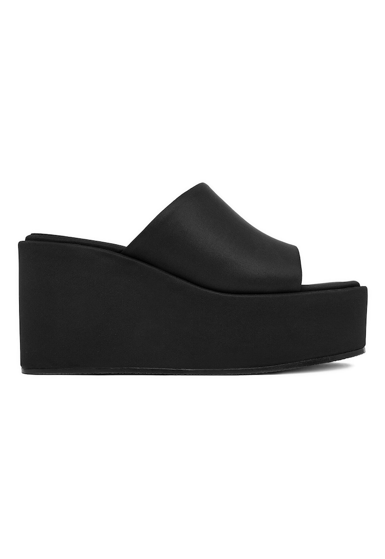 Sandale dama - platforma - negru - material textil