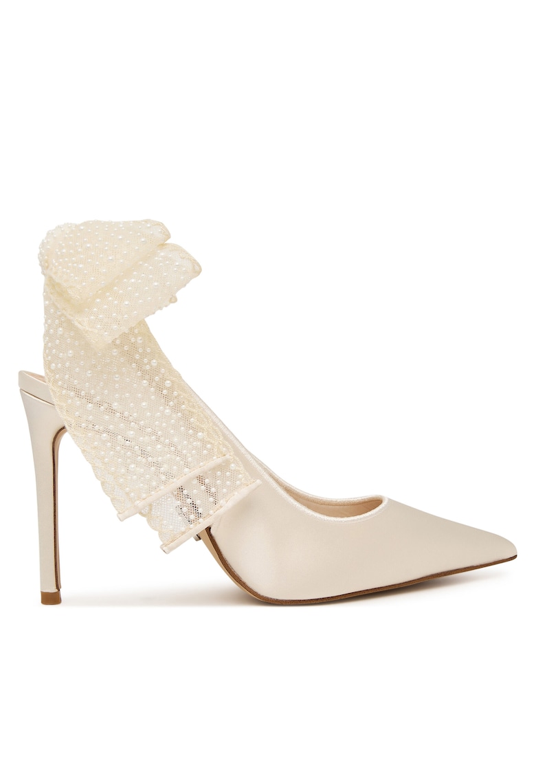 Sandale dama - stiletto - alb - textil