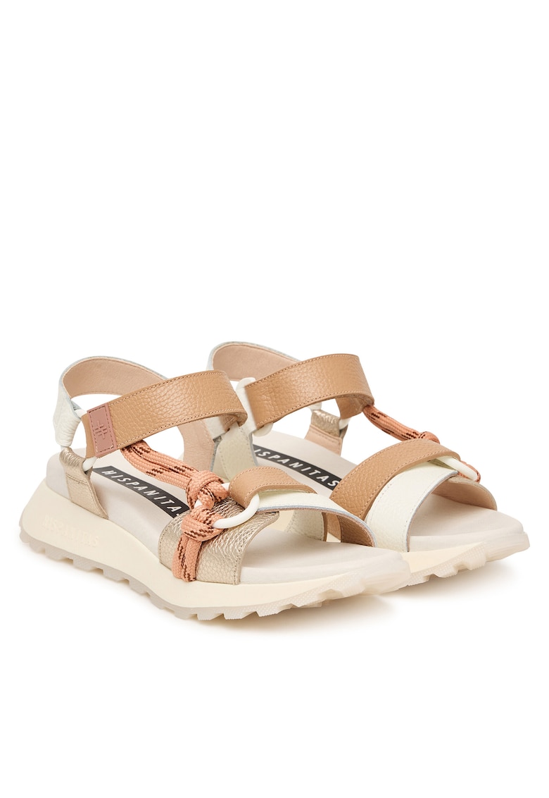 Sandale dama piele naturala - multicolor - sistem inchidere Velcro