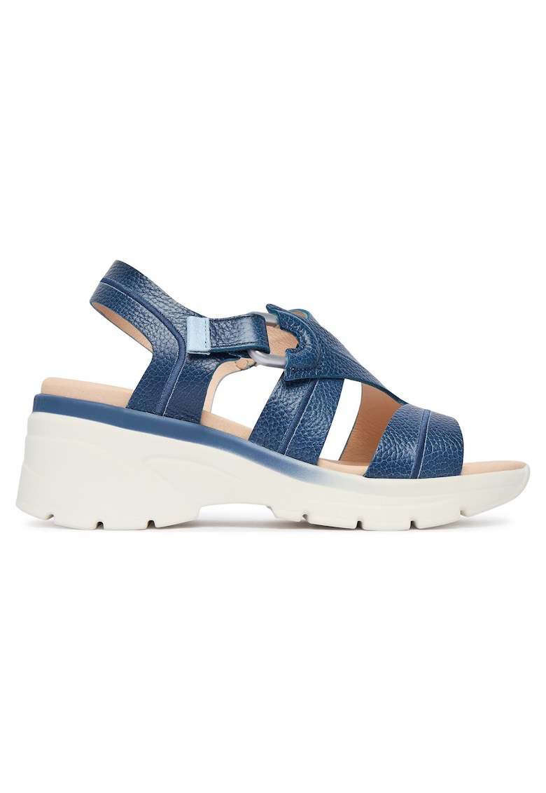 Sandale dama - piele naturala - albastru - sistem inchidere Velcro