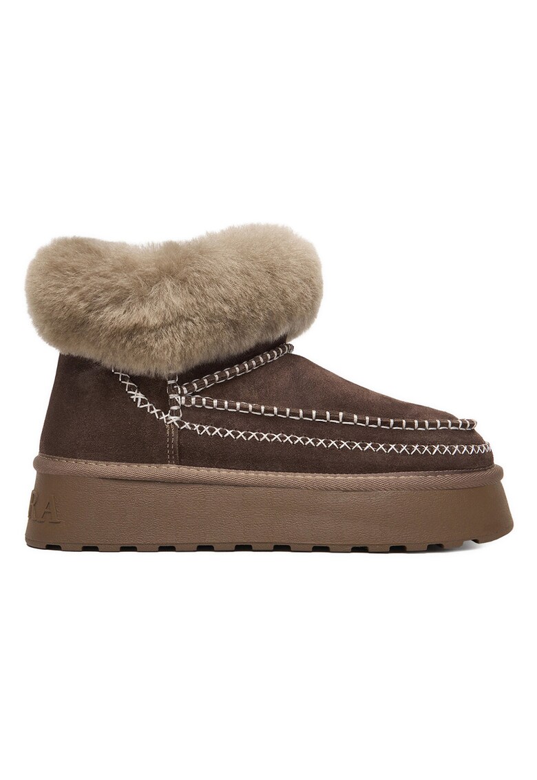 Cizme dama - din piele naturala - flatform - culoare maro