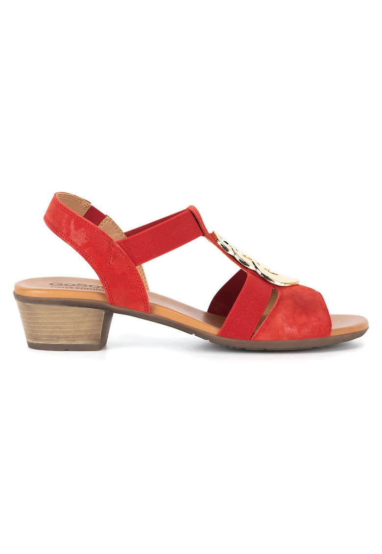 Sandale dama - piele - rosu - toc bloc -