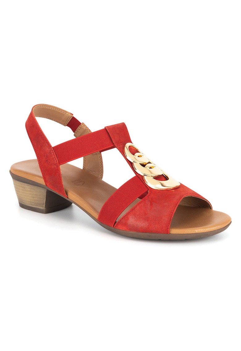 Sandale dama - rosu - piele - toc bloc