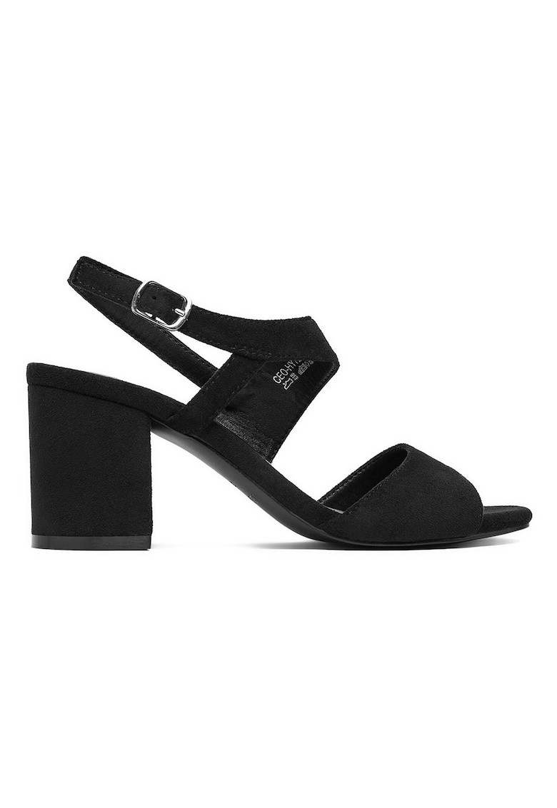Sandale dama - material textil - toc bloc - negru